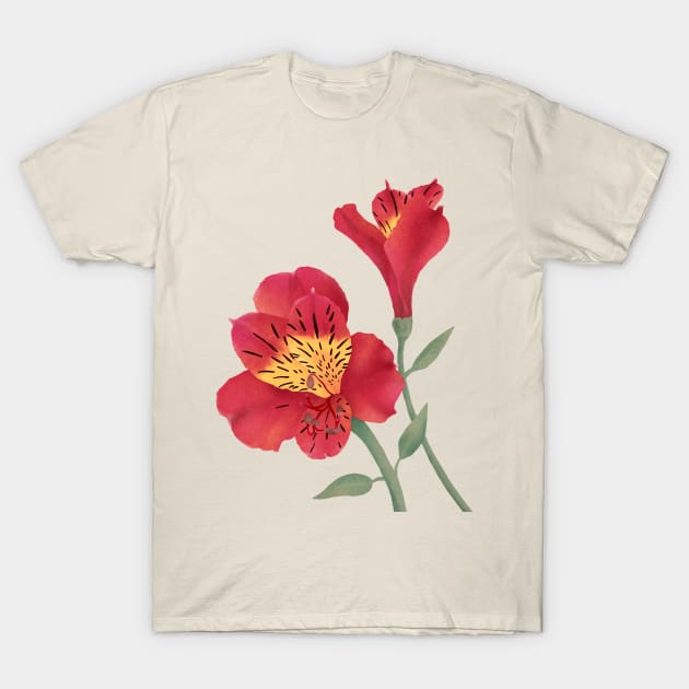 Vintage Lily Flower T-Shirt by Annelie